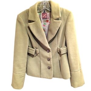 RARE Babylon Camel-like Wool Bright Soft Green Blazer Jacket FALL Holidays M
